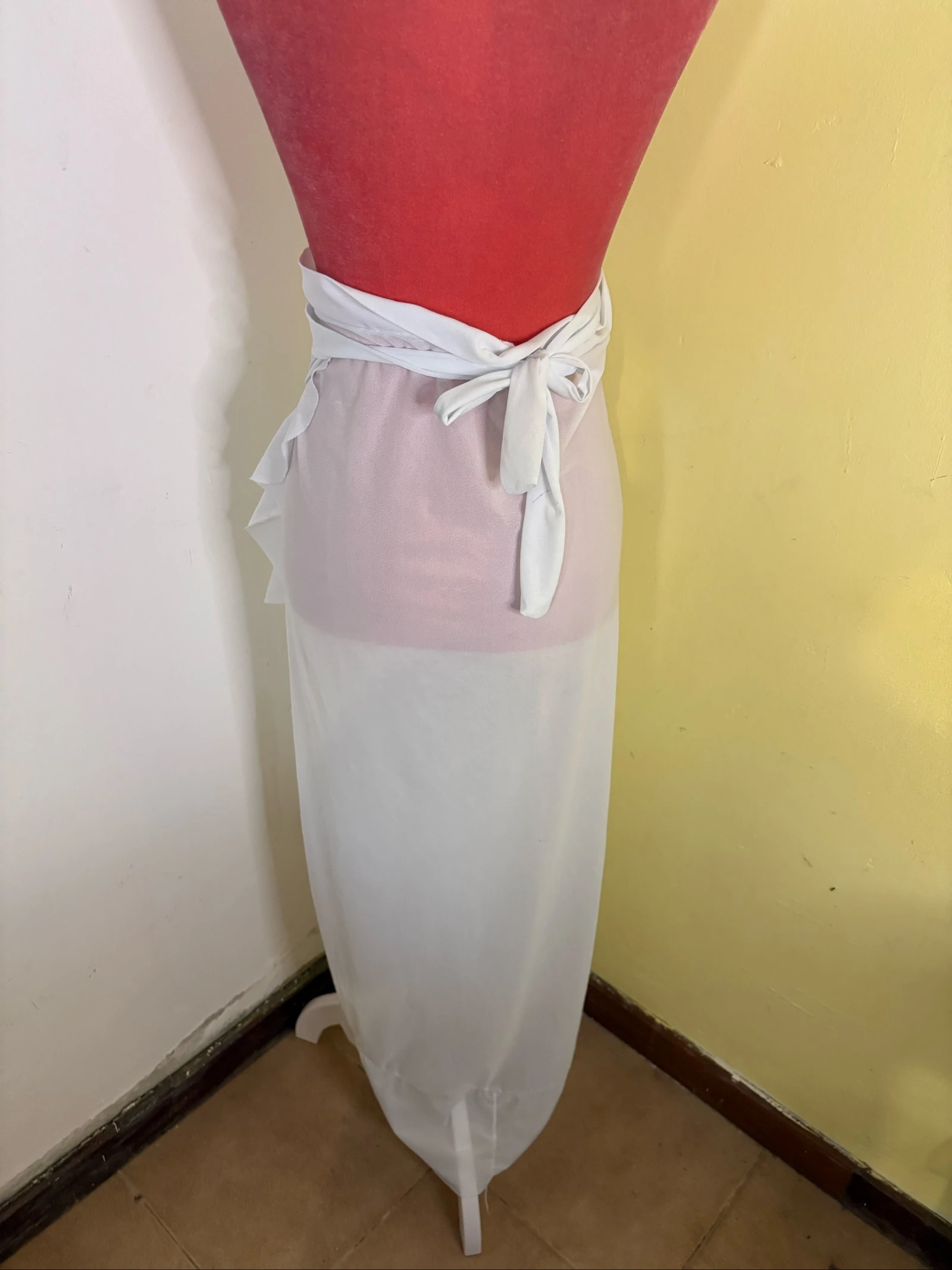 Falda larga blanca pareo con volantes - Salida de playa – photo 3